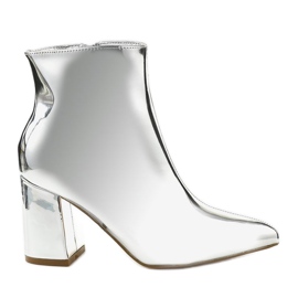 Botines plateados en el poste SY50P Cremallera plateada plata