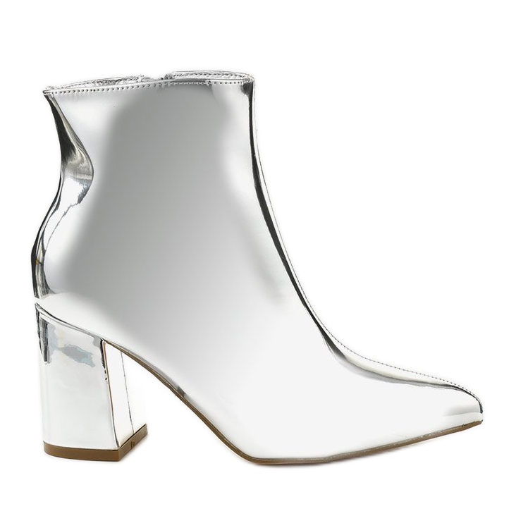 Botines plateados en el poste SY50P Cremallera plateada plata