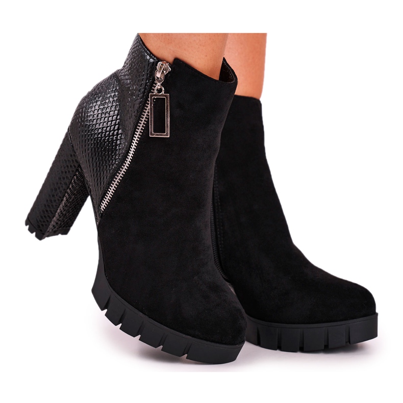 FB1 Botas De Mujer Con Tacón Negro Cissy