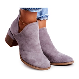 MSMG Botas de mujer en tacón alto recortadas gris mini meliori