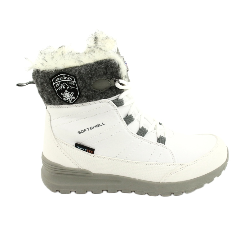 Botas de nieve softshell con membrana American Club SN26 / 20 blanca blanco gris