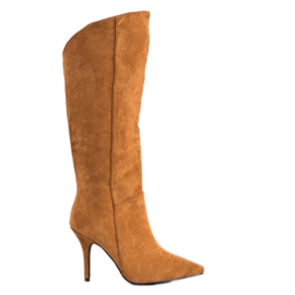 Seastar Botas de ante con tacón alto beige marrón