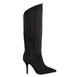 Seastar Botas de ante con tacón alto negro