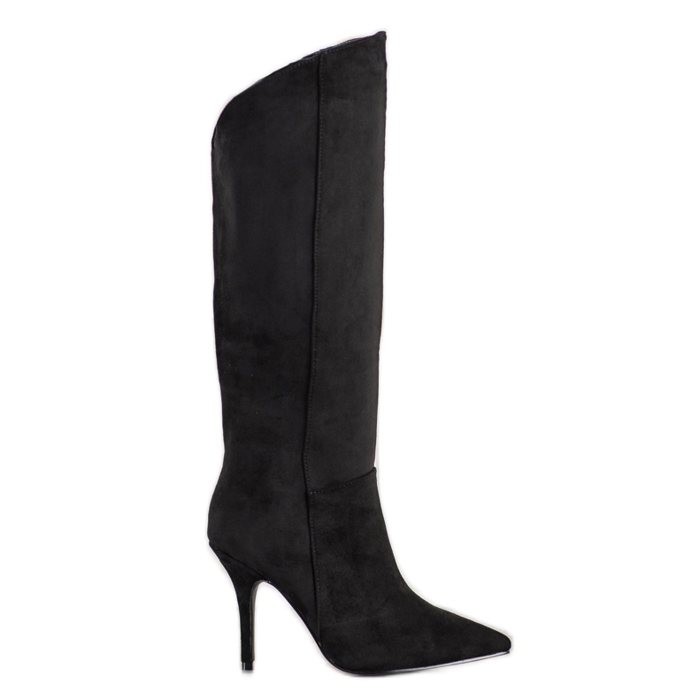 Seastar Botas de ante con tacón alto negro