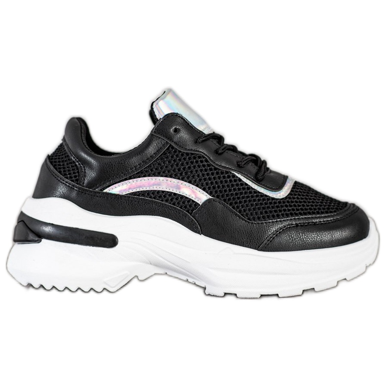 SHELOVET Zapatillas negras de moda blanco negro