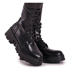 FG2 Botas de mujer en la plataforma Grunge Black Angels Rock negro rojo