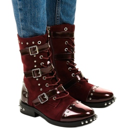 Botas granate con tachuelas Onreal rojo