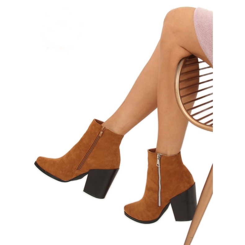 Camel TX-1873 Botas de tacón ancho camel marrón