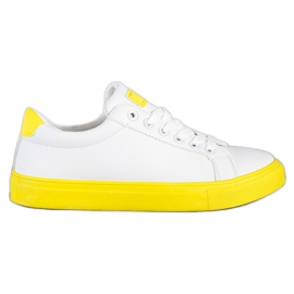 SHELOVET Calzado con suela amarilla blanco