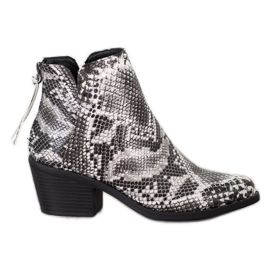 SHELOVET Bota con estampado de serpiente blanco negro