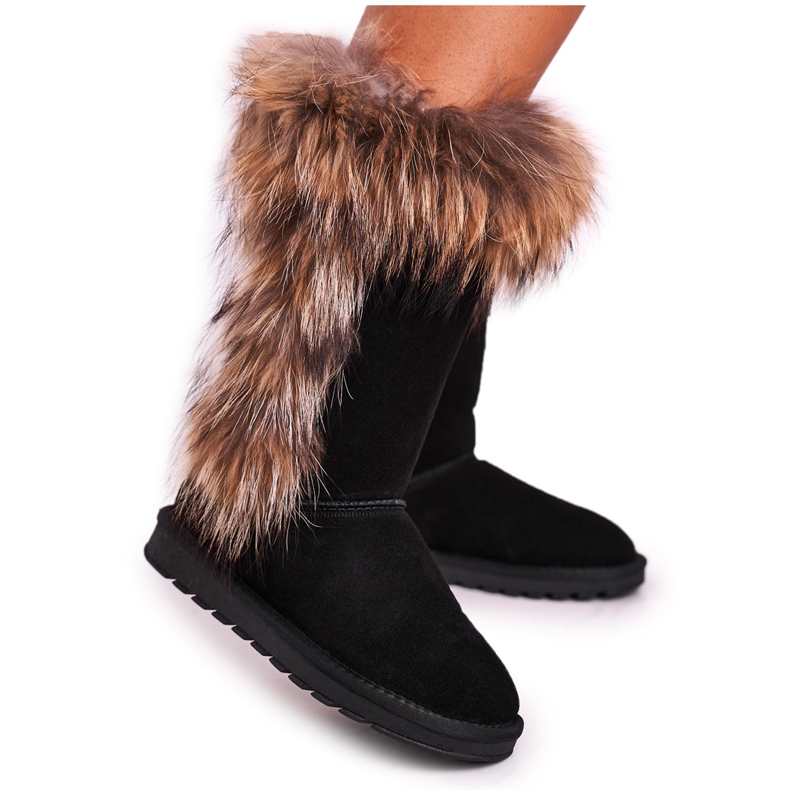 Botas De Nieve De Mujer Con Piel Con Piel Ante Negro Balvin