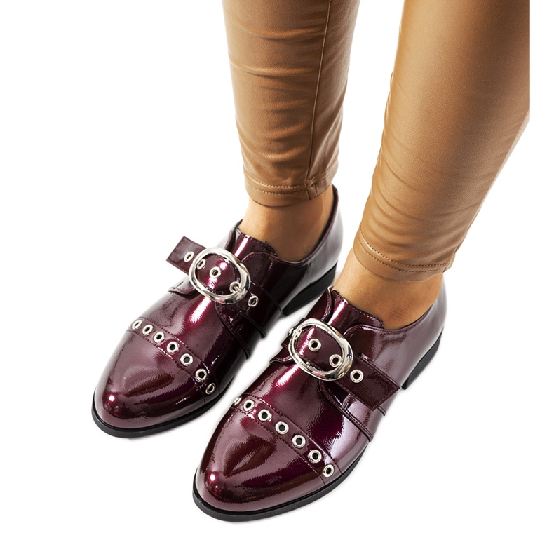 Zapatos lacados burdeos con hebilla C18-6263-2 rojo multicolor Zapatos lacados burdeos con hebilla C18-6263-2 rojo multicolor