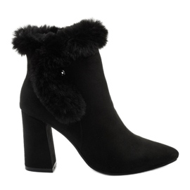 Botines negros en poste con cremallera Helike