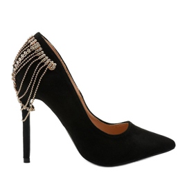 Zapatos de tacón negros tipo gamuza en un tacón Silvermore