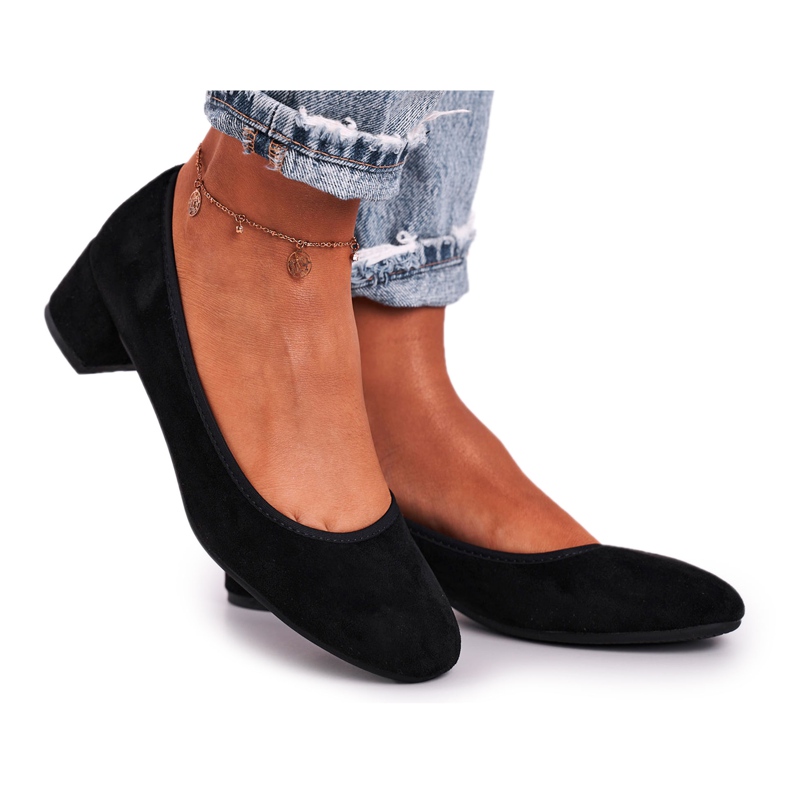 Zapatos de salón para mujer S.Barski Suede Black Milon negro