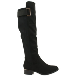 Evento Botas de ante con hebilla dorada negro