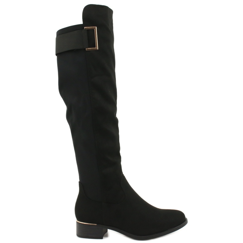 Evento Botas de ante con hebilla dorada negro Evento Botas de ante con hebilla dorada negro
