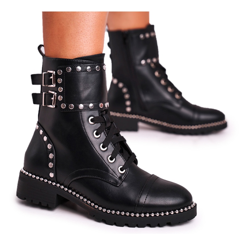 Ideal Botas de mujer Warm Silver Rivets Black Freed negro Ideal Botas de mujer Warm Silver Rivets Black Freed negro