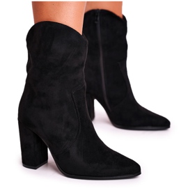 Ideal Botas De Mujer Con Tacón Alto Eco-Suede Negro Éxtasis