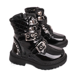 FRROCK Botas Infantiles Calentadas Con Piel, Dolly Lacado Negro