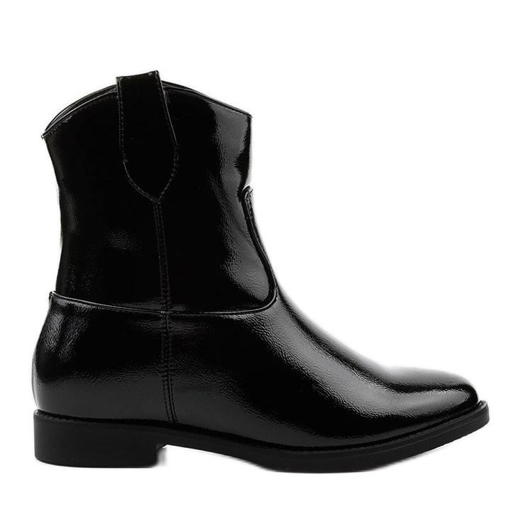 Botas negras aisladas con cuña oculta Leafoak de cuero ecológico negro