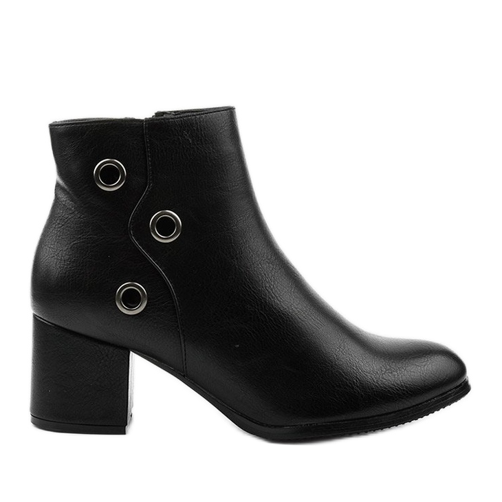 Botas negras en el poste de cuero ecológico A8163 negro