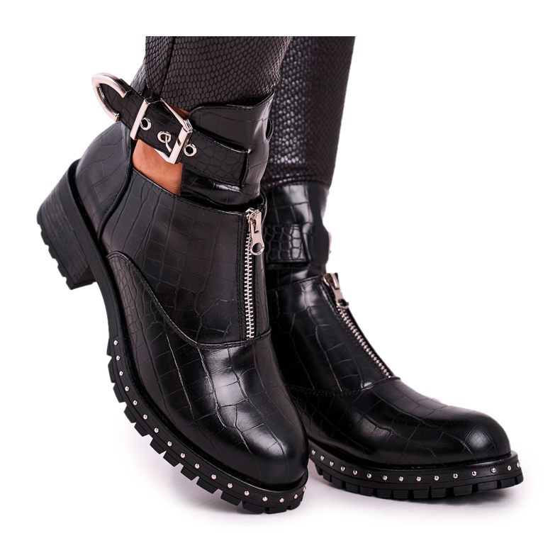 FRBS Botas de Mujer con Recortes Negro Joan