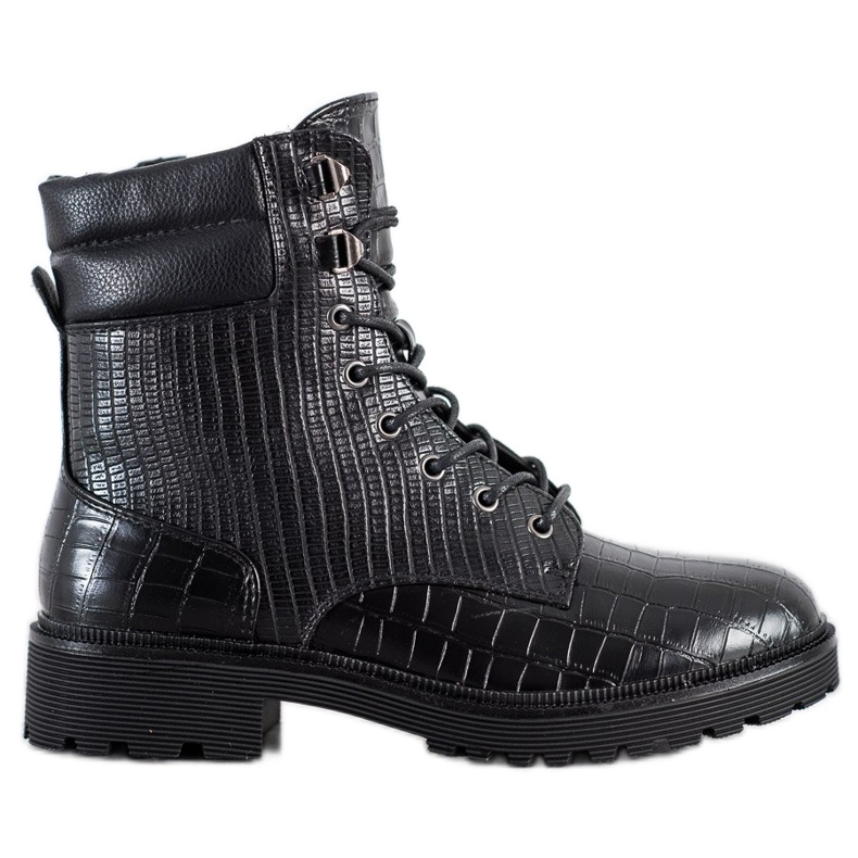 SHELOVET Botas de cordones con estampado negro