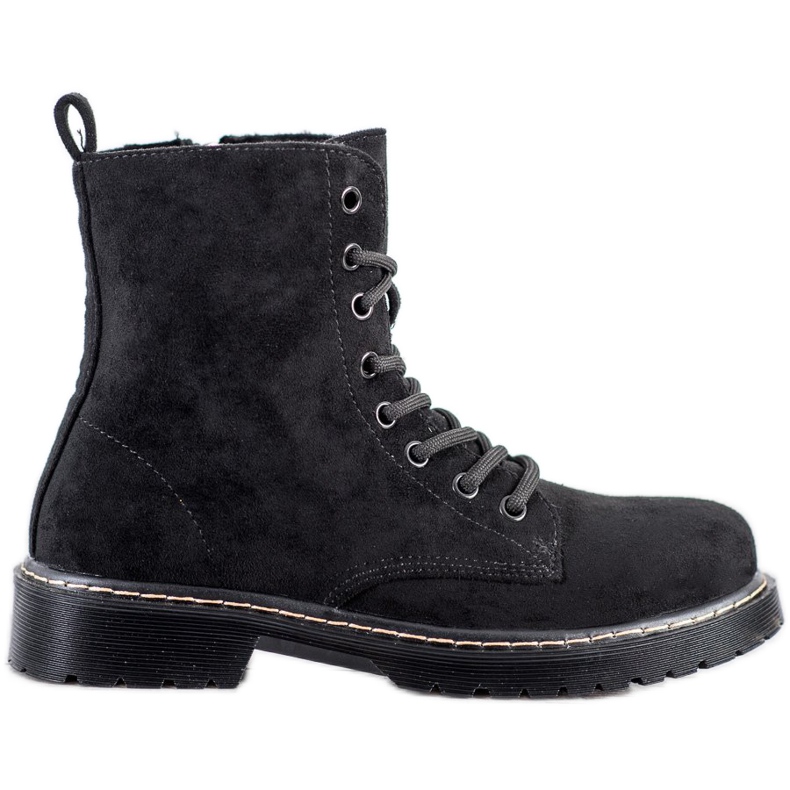 Small Swan Tramperos de gamuza negro Small Swan Tramperos de gamuza negro