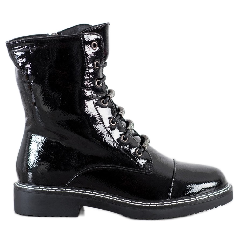 Goodin Botines lacados con cordones negro