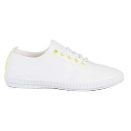 SHELOVET Deportivas ligeras con piel ecológica blanco amarillo