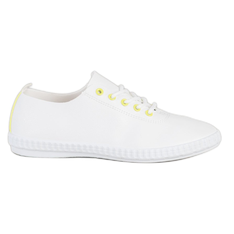 SHELOVET Deportivas ligeras con piel ecológica blanco amarillo