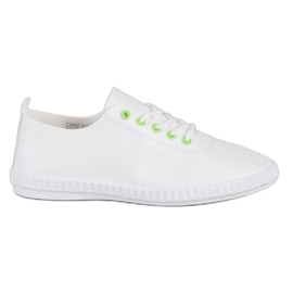SHELOVET Deportivas ligeras con piel ecológica blanco verde SHELOVET Deportivas ligeras con piel ecológica blanco verde