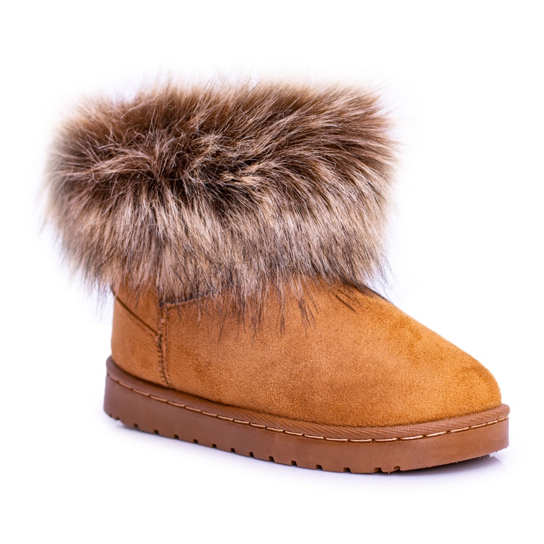FRROCK Botas de nieve con piel de camello zorro pequeño beige amarillo