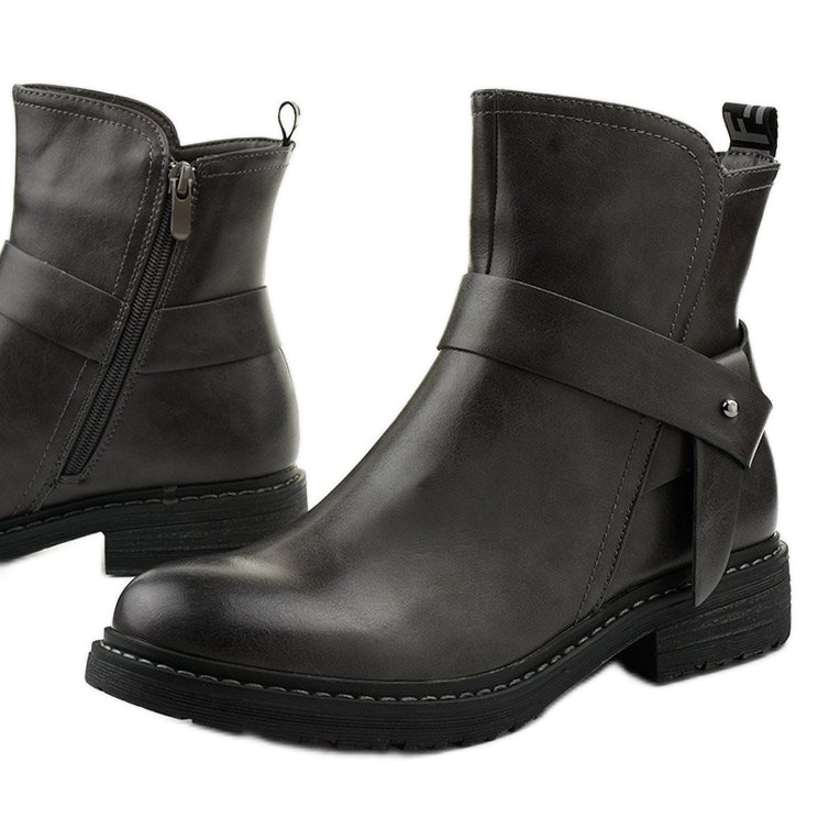 Botas de mujer planas grises con cremallera Graybane