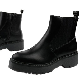 Botas planas negras de cuero ecológico Cavern negro