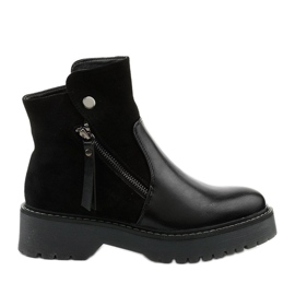 Botas negras de cuero y gamuza ecológica con cremallera Merriwa negro Botas negras de cuero y gamuza ecológica con cremallera Merriwa negro