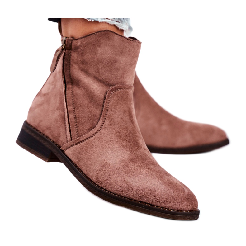 Botas Vaqueras de Mujer con Tacón Plano Caqui Plemmi beige