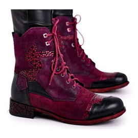 Botas cálidas de piel para mujer Maciejka Violet 04625-23 rojo multicolor