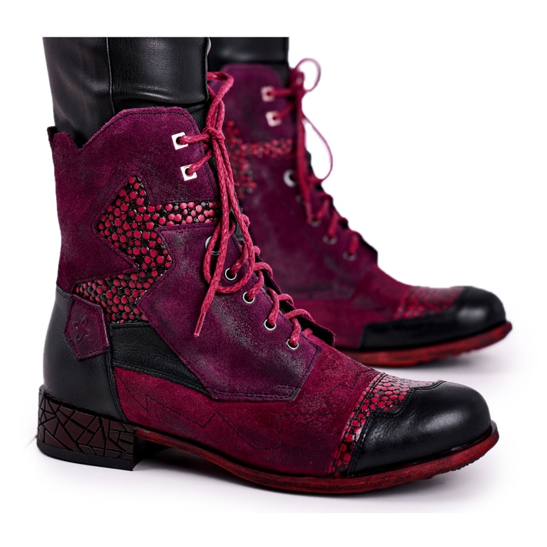 Botas cálidas de piel para mujer Maciejka Violet 04625-23 rojo multicolor Botas cálidas de piel para mujer Maciejka Violet 04625-23 rojo multicolor