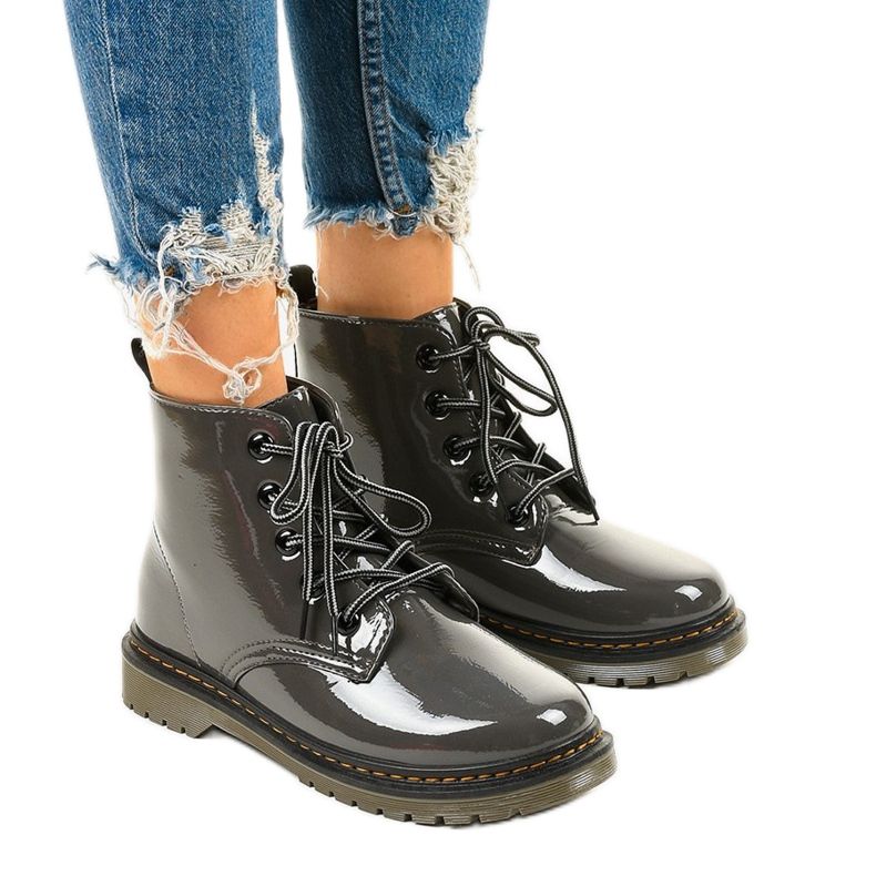 Botas de charol gris TL143-7 Botas de charol gris TL143-7