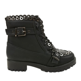 Botas negras aisladas con hebilla 1370-1 negro Botas negras aisladas con hebilla 1370-1 negro