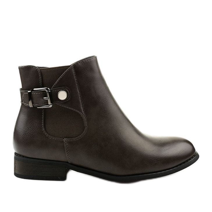 Botines planos grises con banda elástica y cremallera 20Y8035-1 Botines planos grises con banda elástica y cremallera 20Y8035-1