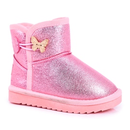 Apawwa Botas de nieve cálidas para niños con una mariposa rosa Cosmic rosado