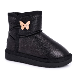 Apawwa Botas de nieve para niños aisladas con mariposa negra Cosmic negro