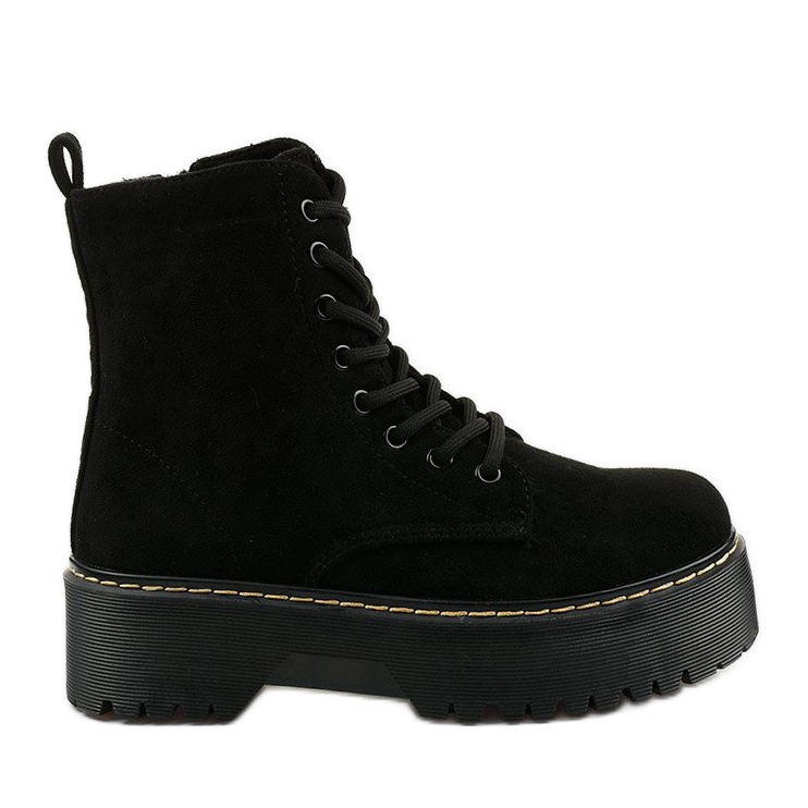 Botas de ante con cordones negras de Cataela negro Botas de ante con cordones negras de Cataela negro