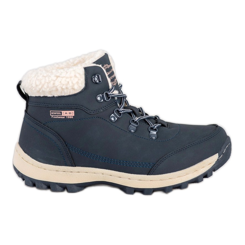 Ax Boxing Zapatos de trekking con piel de oveja azul marino
