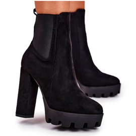 FW1 Botas De Mujer Con Tacón Alto Eco-Suede Negro Juliet