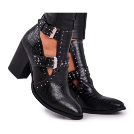 FRSS Botas De Mujer Con Recortes De Cocodrilo Negro Aria