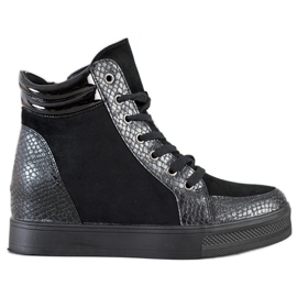 Bestelle Zapatos de cuña cómodos negro Bestelle Zapatos de cuña cómodos negro